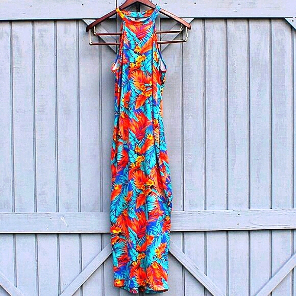 Tropical Print Maxi Dress - Size L